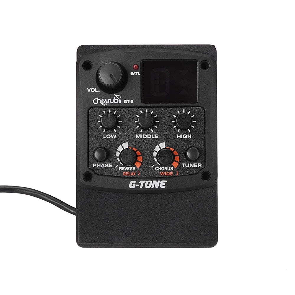 Cherub GT-6 black acoustic guitar soundhole pickup with EQ and effects knobs