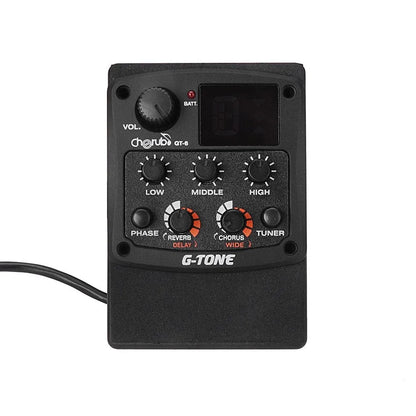 Cherub GT-6 black acoustic guitar soundhole pickup with EQ and effects knobs