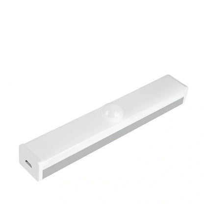 LED strip light with motion sensor in black finish, 30cm length with warm white illumination