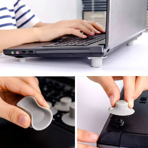 Gray plastic laptop cooling pad stand with two large and two small pads for temperature reduction
