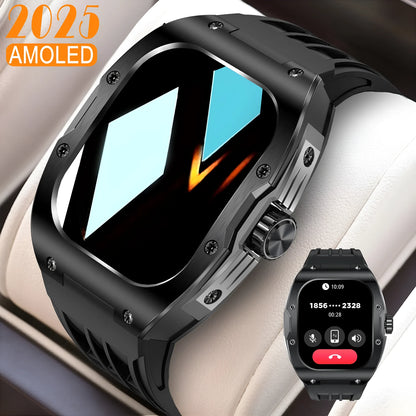Smart watch with AMOLED screen and Bluetooth calling function in black blue tape colour option