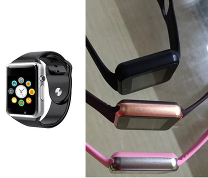 A1 Smart Watch with 1.54-inch screen on wrist showing black colour option with GSM SIM phone functionality
