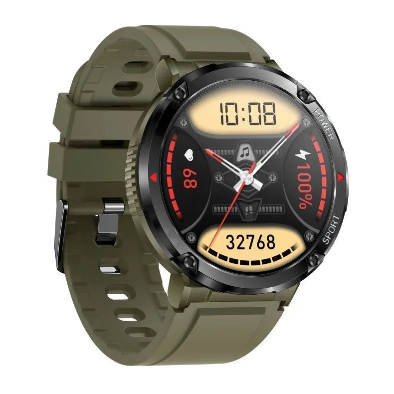 T30 Smart Watch with black silicone strap on wrist, showing IPS touchscreen displaying time and health metrics