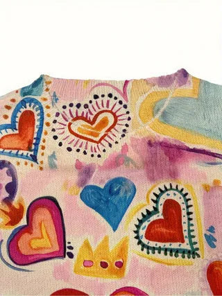 Loose-fit lapel-collar T-shirt featuring an all-over digital print, shown in a neutral colour.