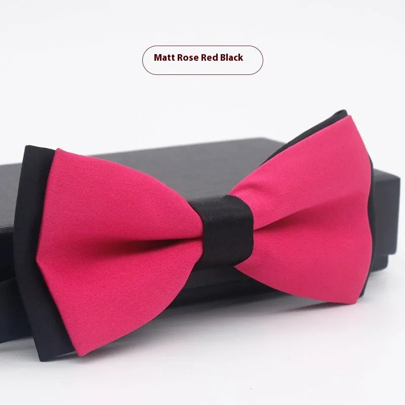 Flat-head self-tie bow tie in a wine red colour, showing its 12cm width and 6cm height dimensions.