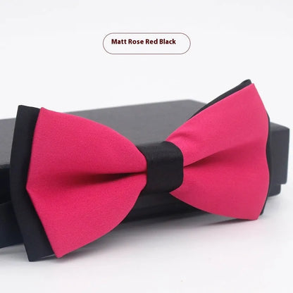Flat-head self-tie bow tie in a wine red colour, showing its 12cm width and 6cm height dimensions.