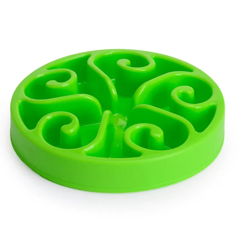 Slow feeder dog bowl with maze pattern and non-slip base in assorted colours