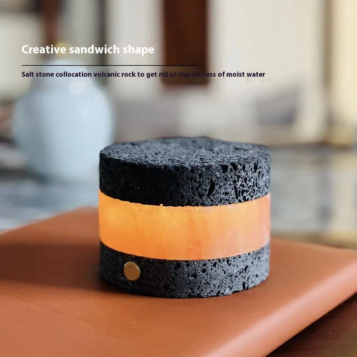 Volcanic rock USB-charged LED night lamp with dimming function and modern design