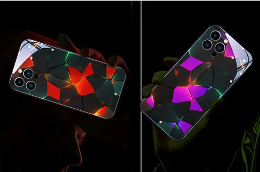 Xpress 14 mobile phone case with LED light indicator and tempered glass protection for iPhone models