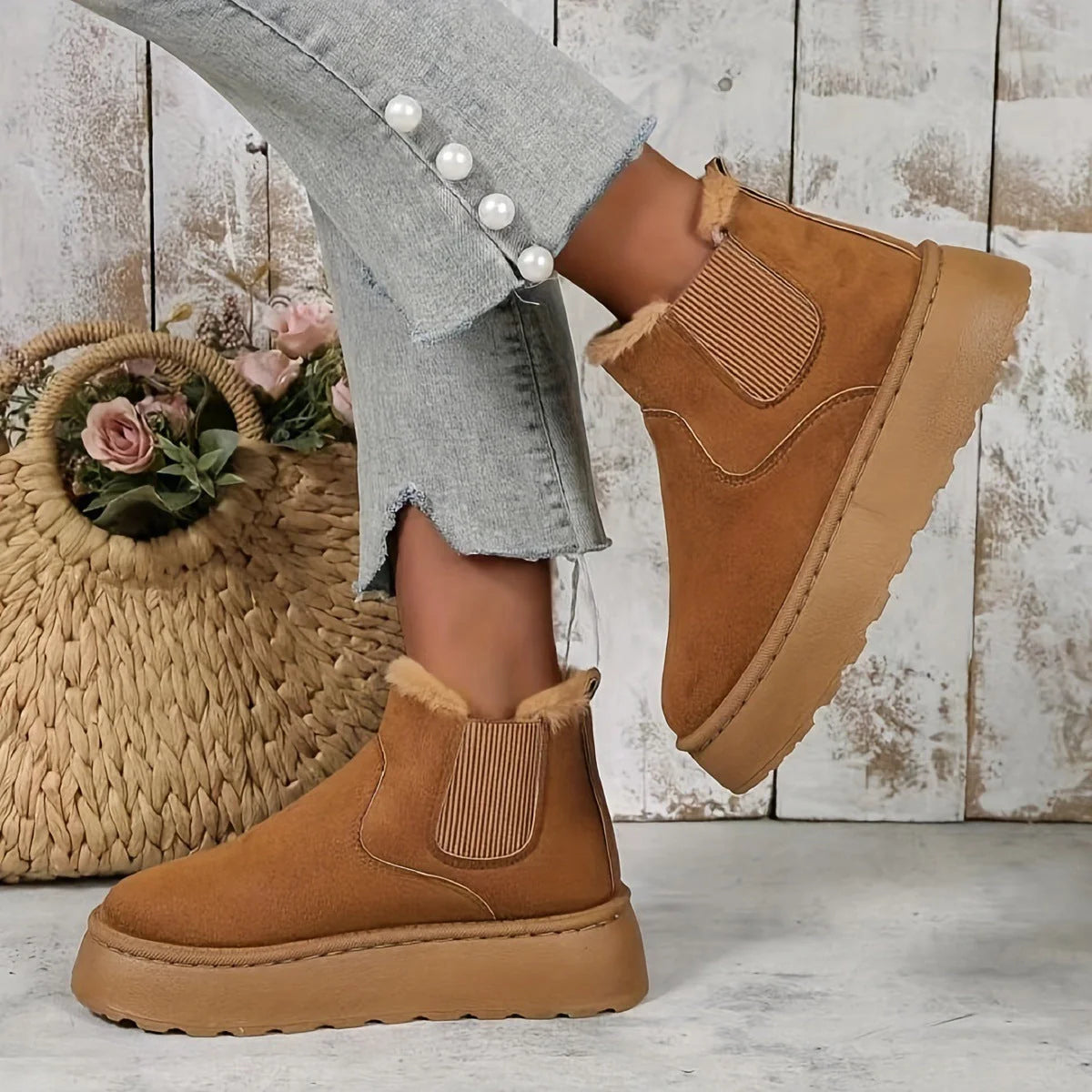Women's cozy winter snow boots with plush lining in various colors