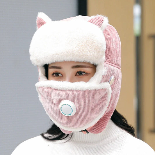 Women's anti-fog Russian trapper hat with earflaps in multiple colors