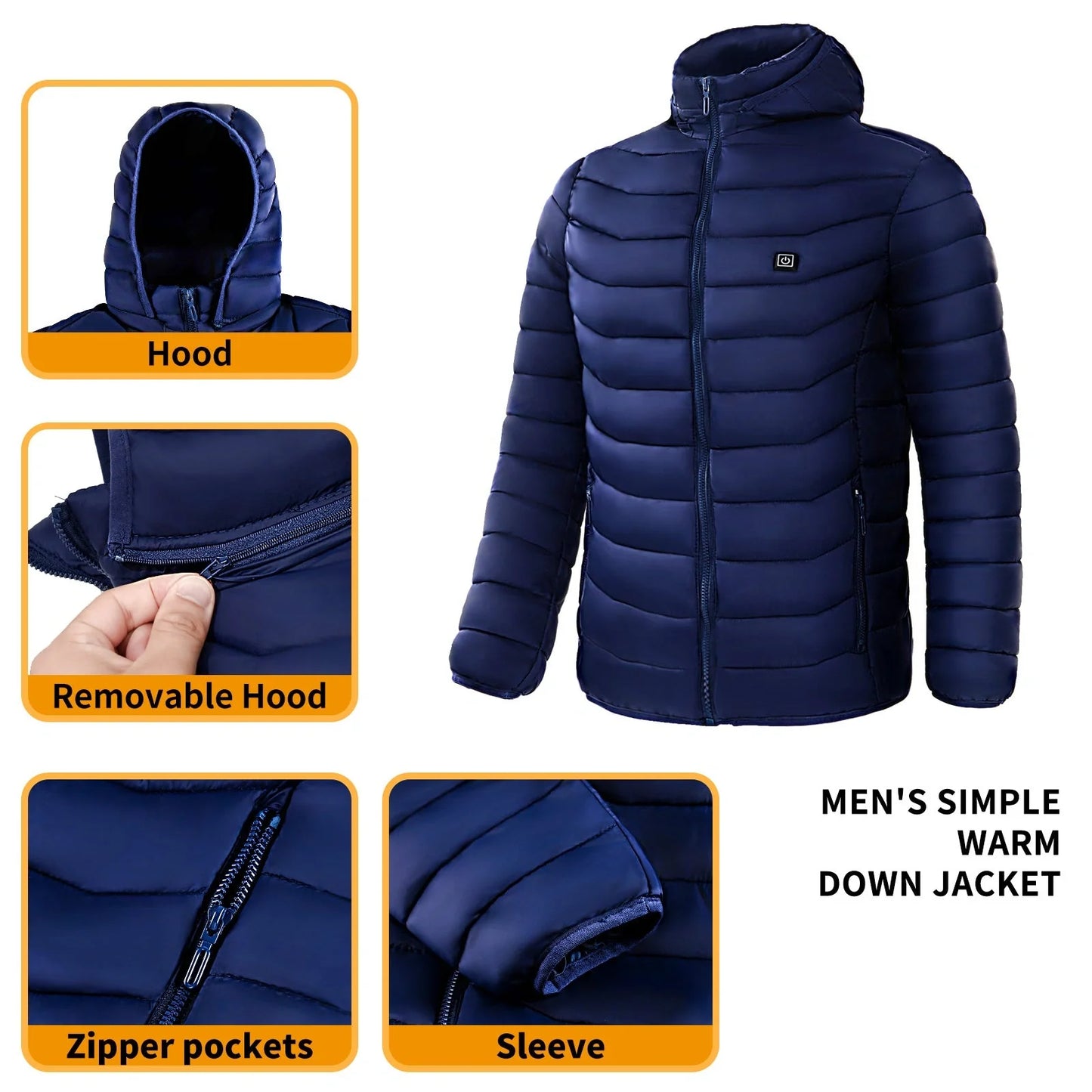 Men's electric heated puffer jacket for winter warmth and style