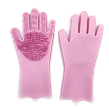 FDA food grade silicone kitchen cleaning gloves with orange colour and 357mm length