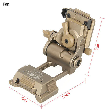Metal alloy G24 night vision helmet mount bracket with breakaway base in Dark Earth finish