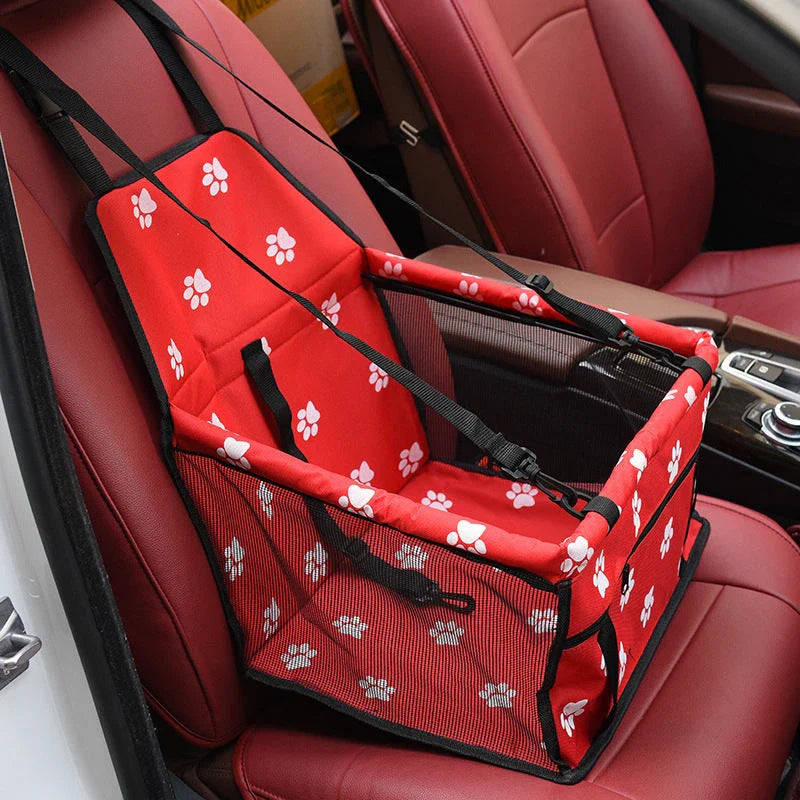 Deluxe pet car seat protector with durable double-layer construction, supportive cushion, and adjustable strap for a secure fit