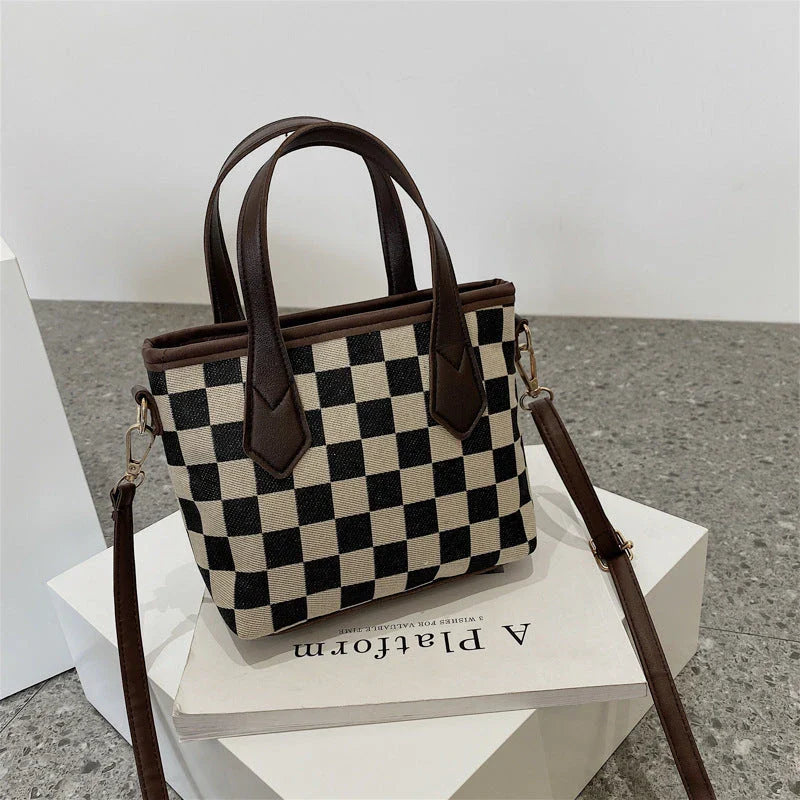 Premium Houndstooth Crossbody Bags for Women - Stylish Wool Handbag with Adjustable Strap and Spacious Main Compartment