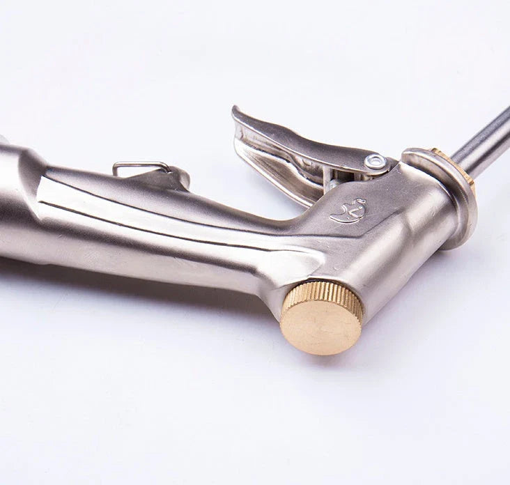 Heavy-duty power washer spray nozzle with adjustable water flow and comfortable grip for cleaning cars, patios, and more