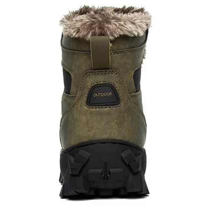 Men's plus size warm high top outdoor cotton shoes in black and dark brown