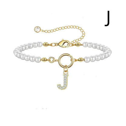 2024 fashion initial pearl bracelet for women with toggle clasp