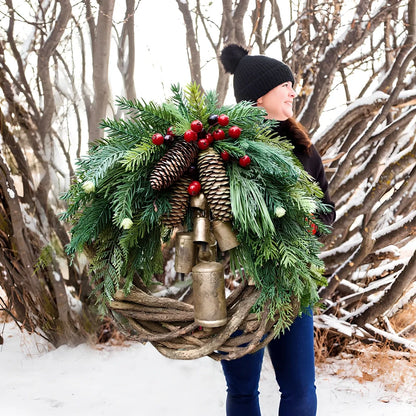 Christmas door hanging decoration measuring 50cm with plastic construction and luminous ornament options