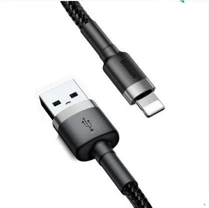 Cafule nylon braided USB to Lightning charging cable for iPhone in red and grey colour options