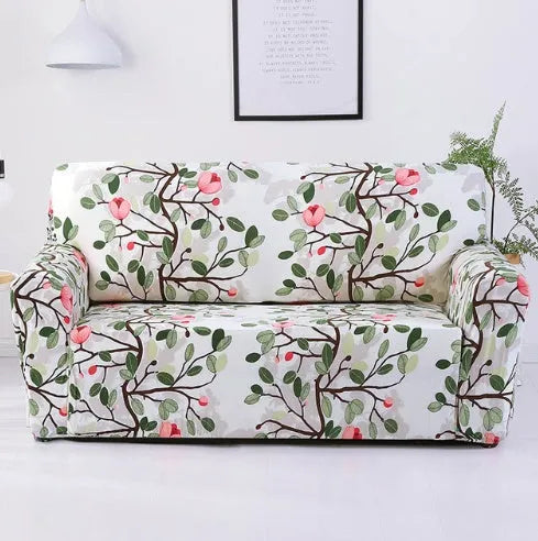Stretch sofa cover in polyester spandex with elastic fit for 1 to 4 seater sofas, machine washable