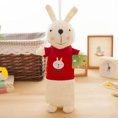 Large soft plush rabbit pencil case in assorted colours for pen storage