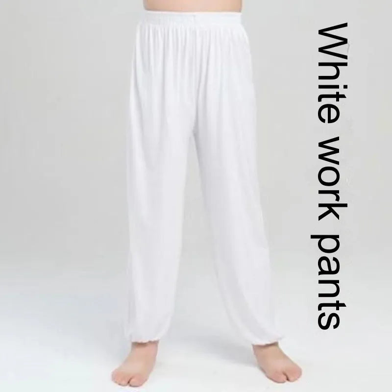 Children's high elasticity martial arts practice pants for Sanda in black, red, or white colours.