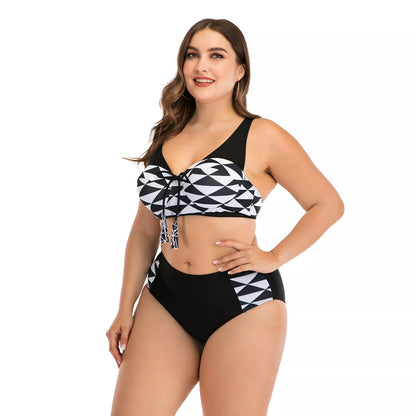 Big cup ladies swimsuit in black, made with durable nylon fabric for support and style