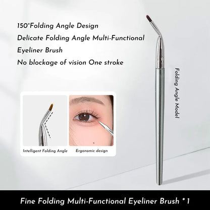 Bend head eyeliner brush with 45-degree angled tip and 1.5cm handle for detailed eye makeup application