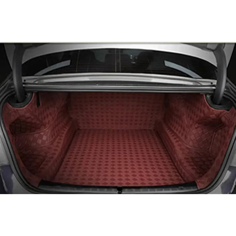 Tesla Model 3 and Model Y leather trunk mat in black PU leather with buckle fitting
