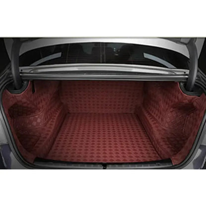 Tesla Model 3 and Model Y leather trunk mat in black PU leather with buckle fitting