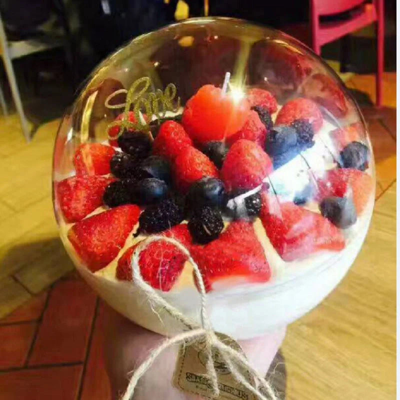 Transparent plastic decorative hanging balls in various sizes and designs