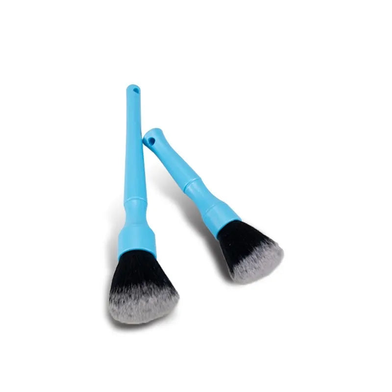 Soft nylon car detail brush with black blue or red handle for interior car cleaning and dashboard vent dust removal