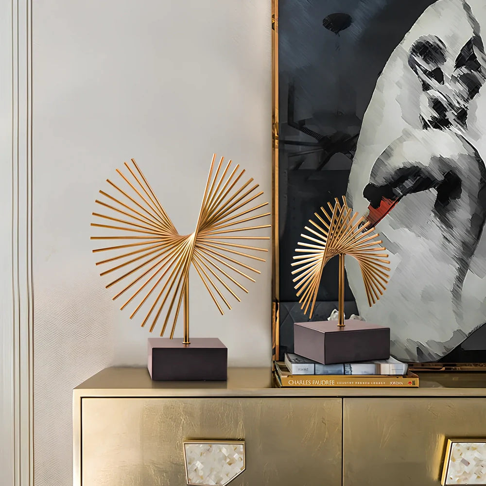 Handcrafted iron wall decoration with gold finish, sizes 12x27cm and 12x36cm