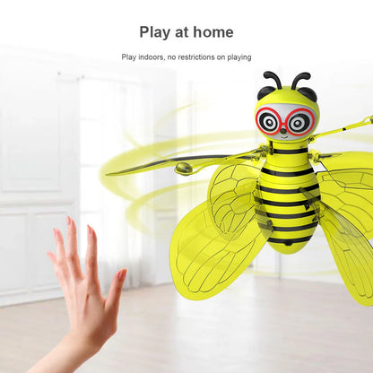Infrared Flying Bee Drone with hands-free controls, flexible blades, and smooth surface for safe indoor flight