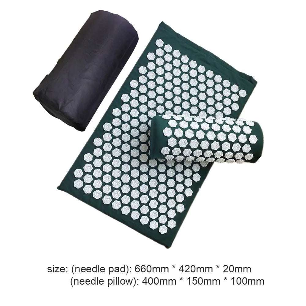 Lotus-shaped acupressure mat and pillow set in blue colour for massage therapy