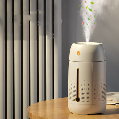 Round USB plug-in aromatherapy humidifier with ambient light and 1.0-2.5 litre water capacity