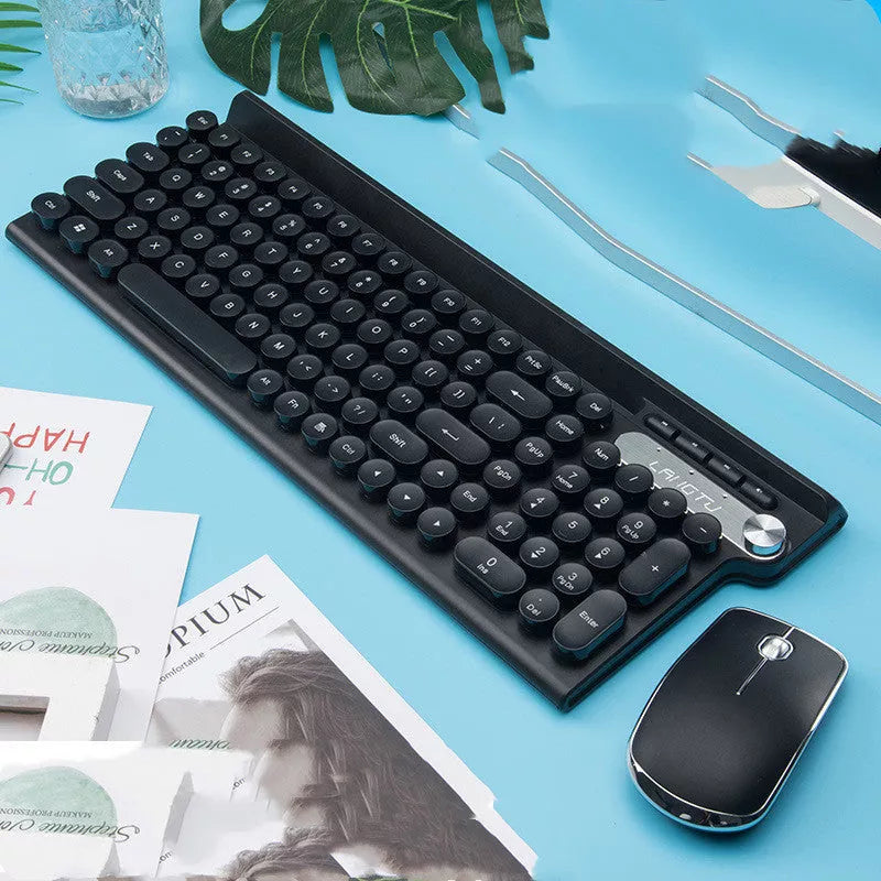Ergonomic wireless keyboard and mouse set with charging capability in multiple colors