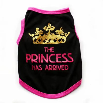 Cotton summer vest for puppies in various colours including black, grey, blue, and pink options.