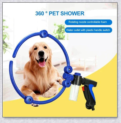 The 360 Woof Washer, an innovative dog washing system with a 360-degree water jet to thoroughly clean your furry friend.