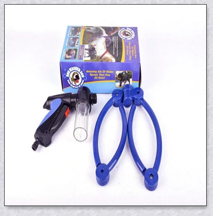 The 360 Woof Washer, an innovative dog washing system with a 360-degree water jet to thoroughly clean your furry friend.