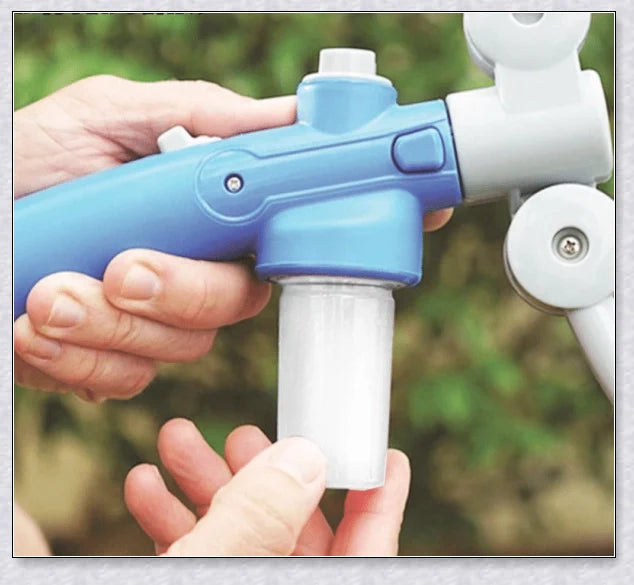 The 360 Woof Washer, an innovative dog washing system with a 360-degree water jet to thoroughly clean your furry friend.