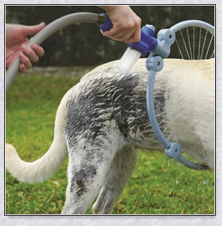 The 360 Woof Washer, an innovative dog washing system with a 360-degree water jet to thoroughly clean your furry friend.