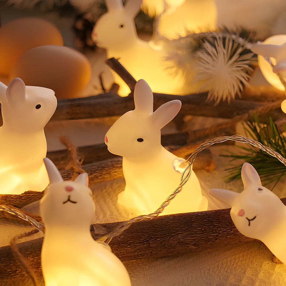 Easter plastic egg lamp with 10 warm white LED bulbs on 1.5m cord with dimming control