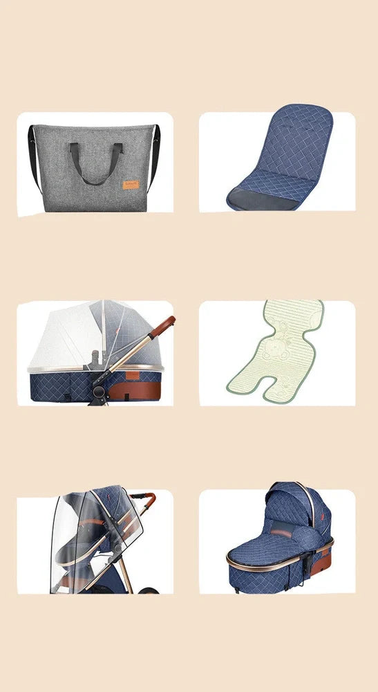 Lightweight folding baby stroller in black tube grey with shock absorbers, 32x60x71cm folded, for 0-3 years newborns