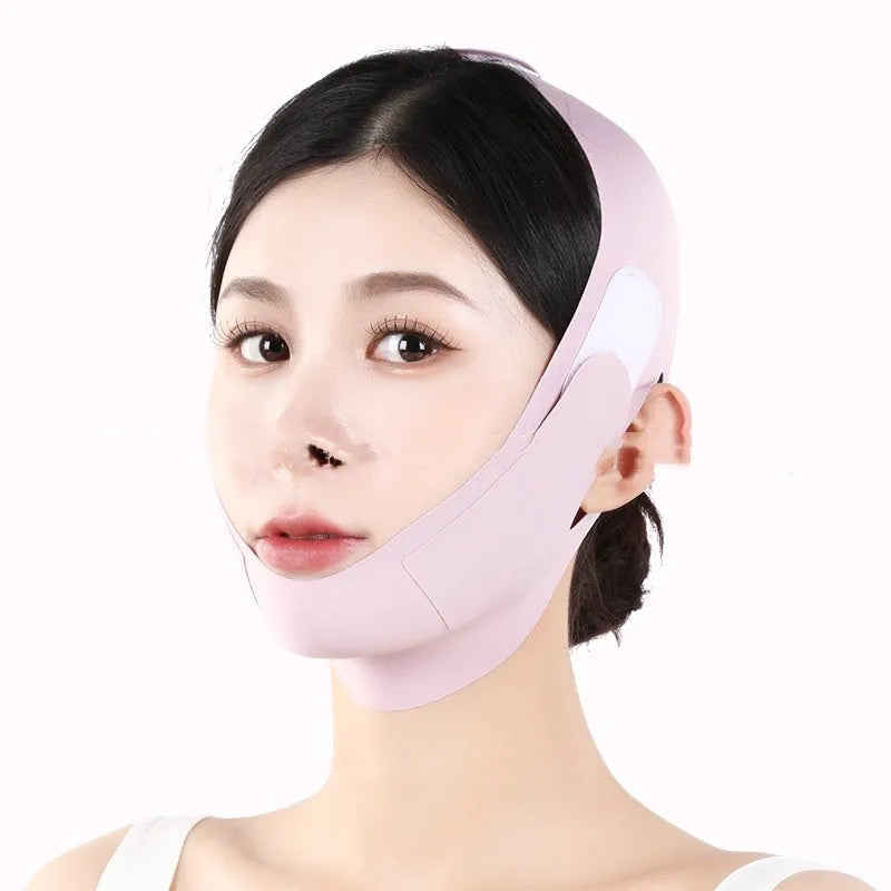 Purple and green V face shaping mask with graphene fabric for facial lifting and tightening