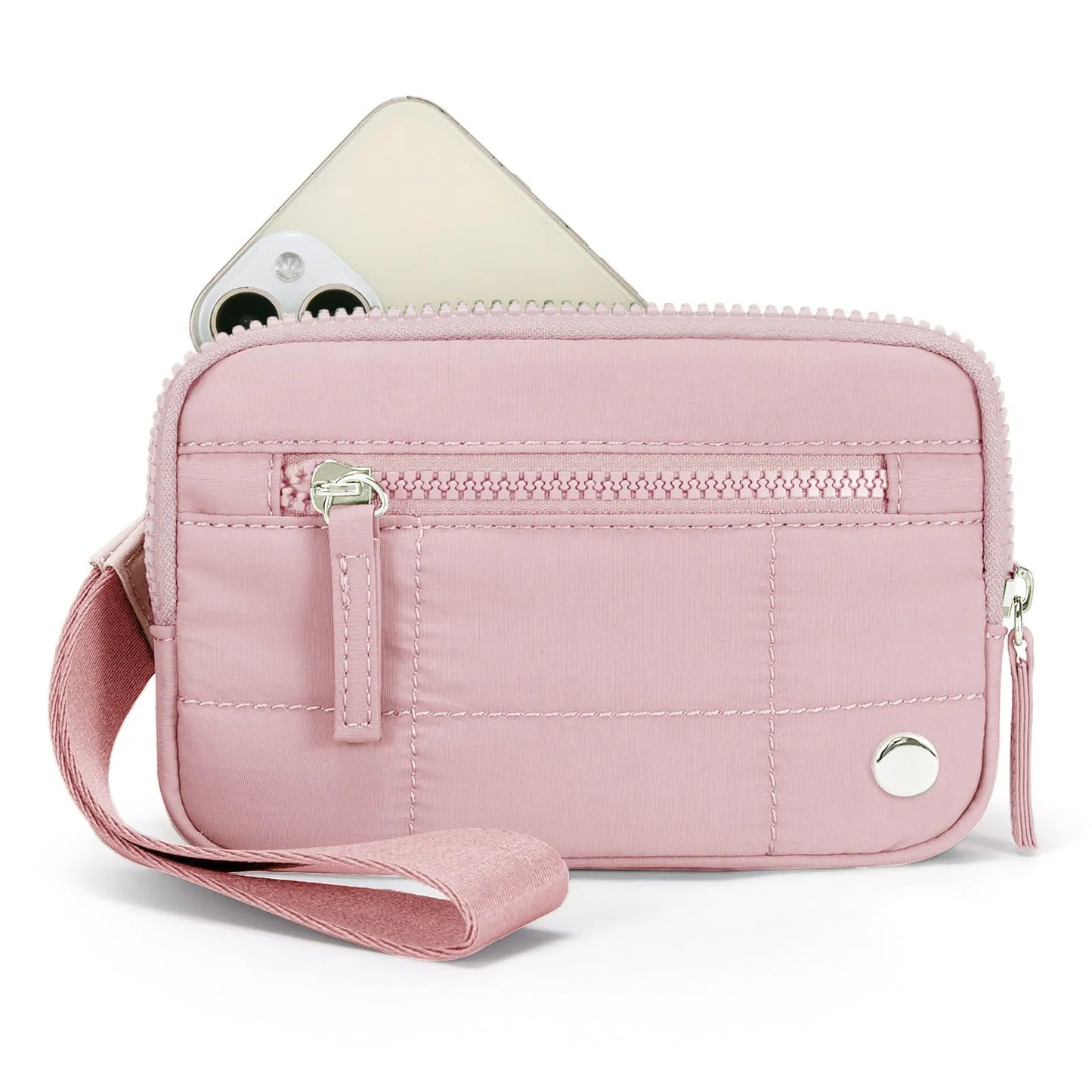 Waterproof quilted women's handbag with transparent deck in beige colour