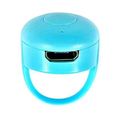 Bluetooth Remote Control Ring for mobile phones in yellow, blue, and pink colors