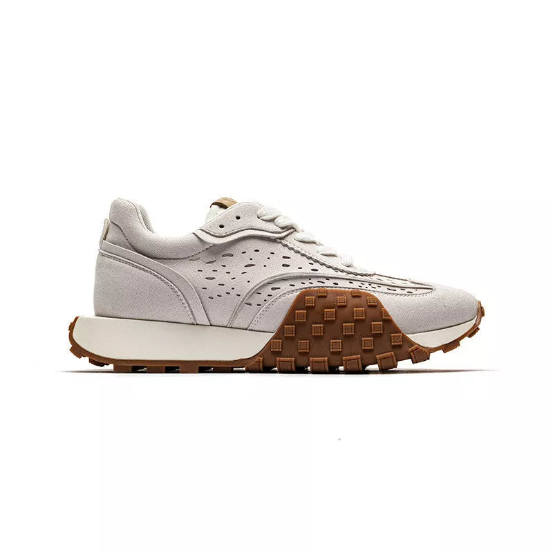 Retro Niche Thick-soled Jogging Sneakers in grey with color-blocking design